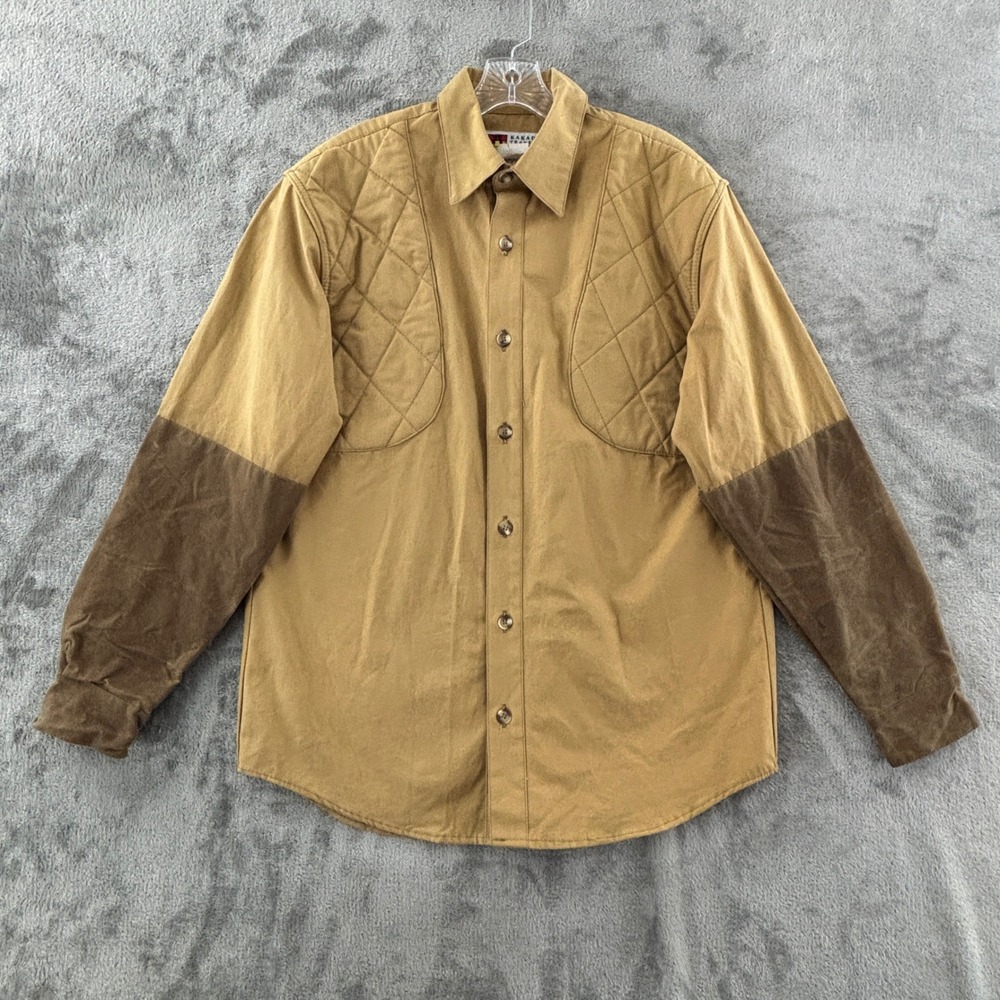 Kakadu Traders Australia Shooting Shirt Mens S‎ Tan Canvas Quilted Hunting Vtg